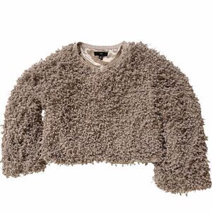 FATE gray fuzzy cropped sweater